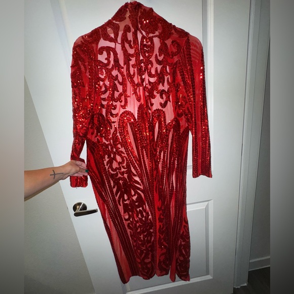southern fried chics Dresses & Skirts - Elegant Red Sequin Duster